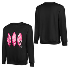 ETC Limited Edition Pink Feathers Black Cotton Crew