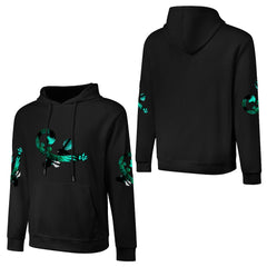 ETC Teal Fantail Fern Cotton Black Hoodie