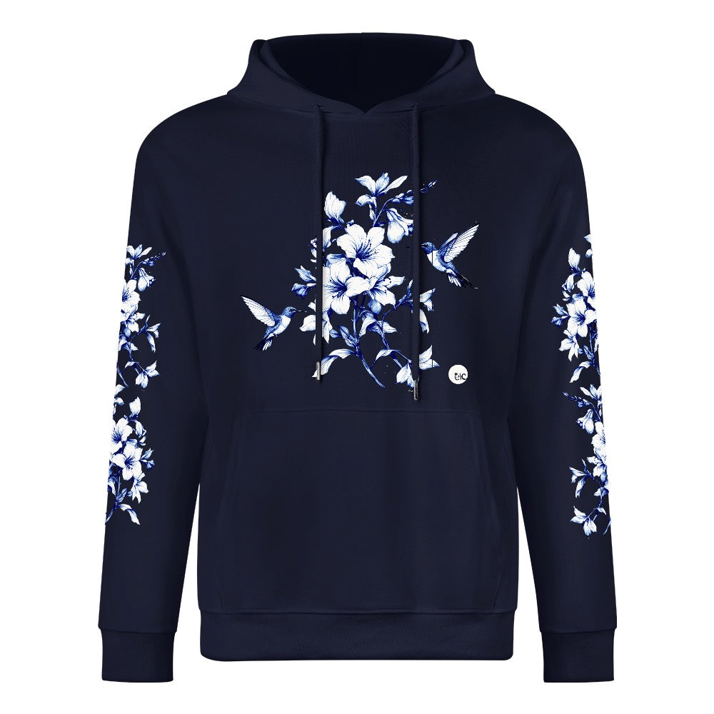 ETC Navy Hummingbird Silhouette Cotton Hoodie
