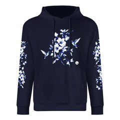 ETC Navy Hummingbird Silhouette Cotton Hoodie