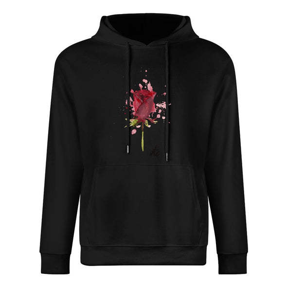 ETC Hand painted Rose by Lesh Cotton Hoodie Black