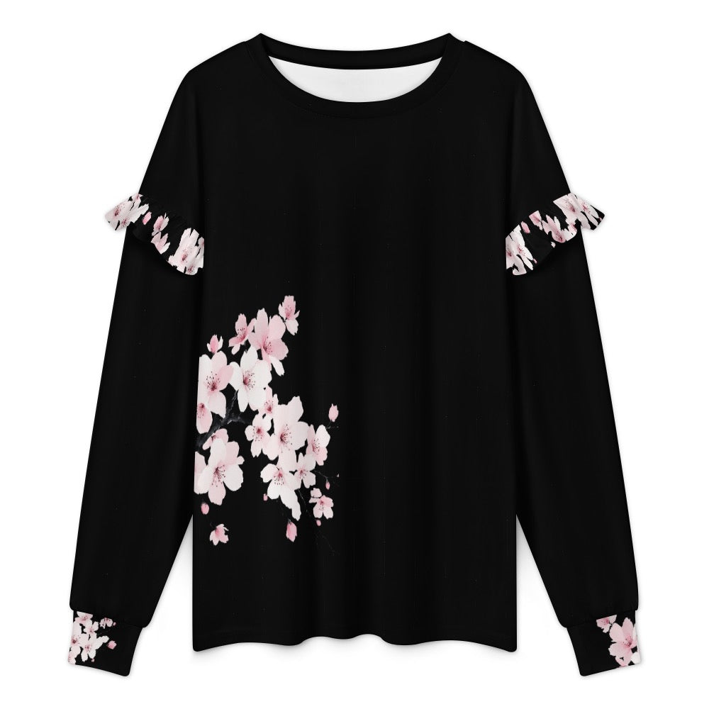 ETC Cherry Blossom Ruffle Crew