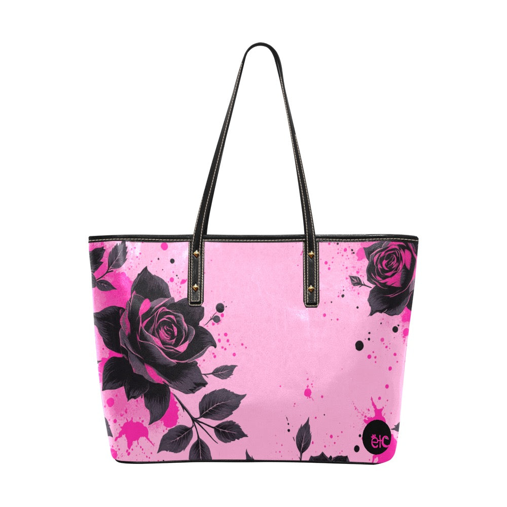 ETC Pink Rose Noir PU Leather Tote