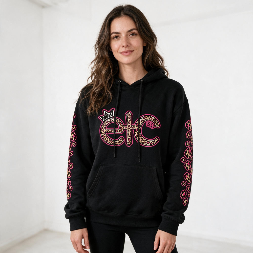 ETC Pink Leopard Cotton Hoodie