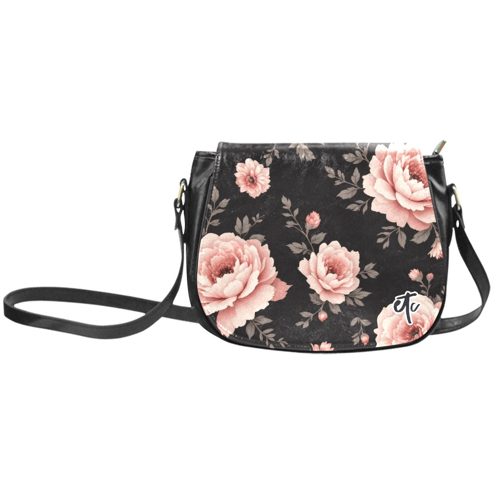ETC Vintage Floral PU Leather Saddle Bag