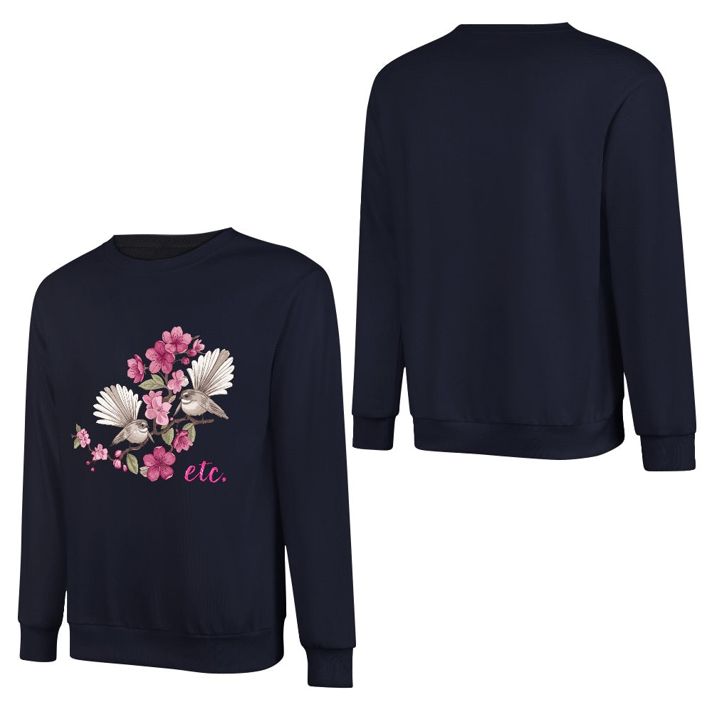 ETC Navy Floral Fantail Cotton Hoodie
