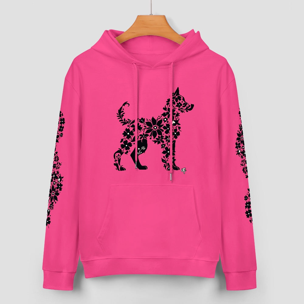 ETC Floral Dog Pink Cotton Hoodie