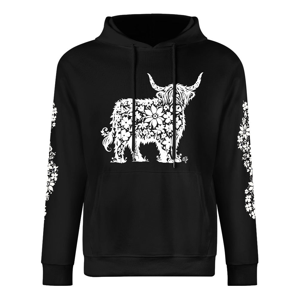 ETC Highland Floral Stencil Highland Cow Hoodie