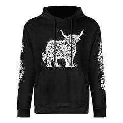 ETC Highland Floral Stencil Highland Cow Hoodie