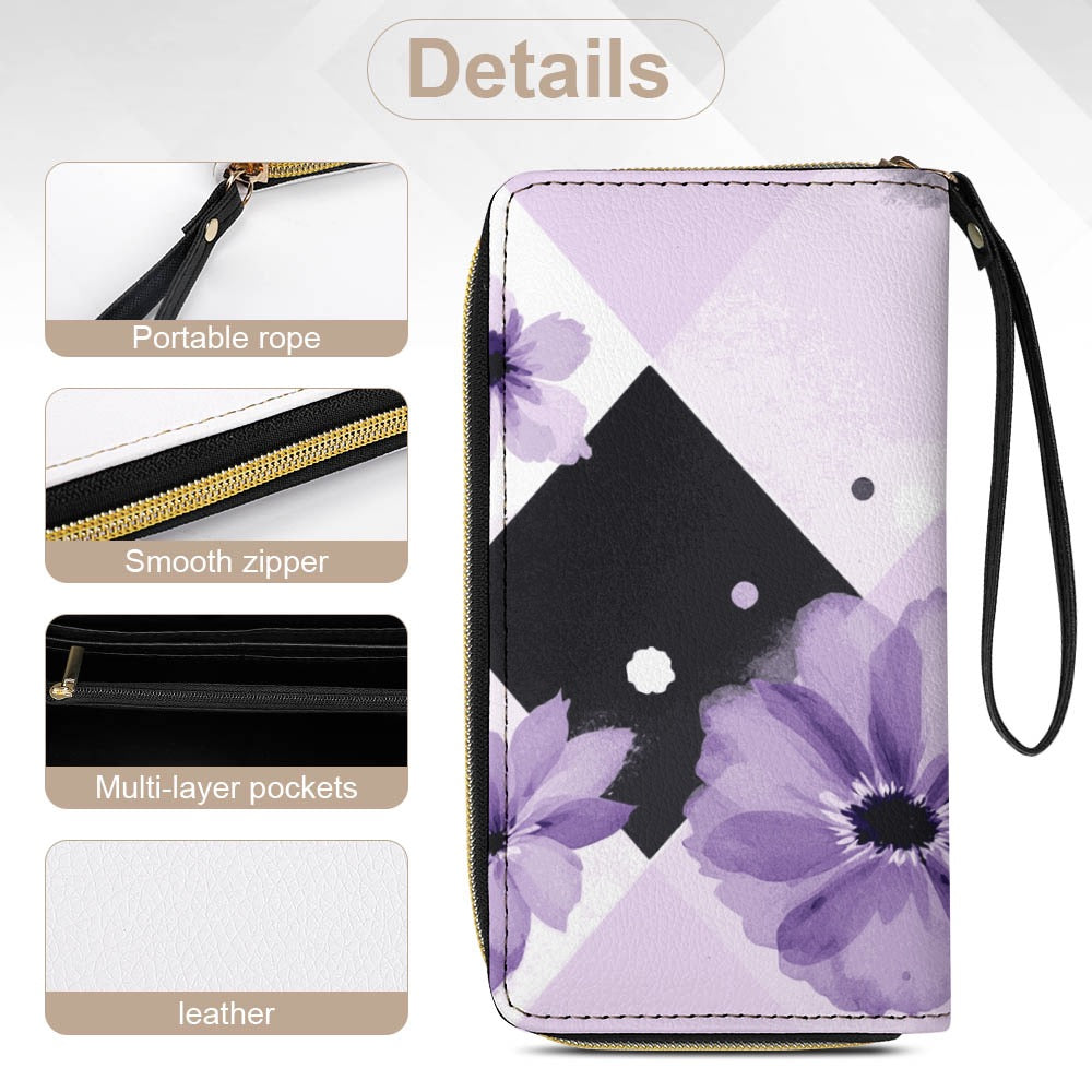 ETC Purple Floral Bloom PU Leather Wallet