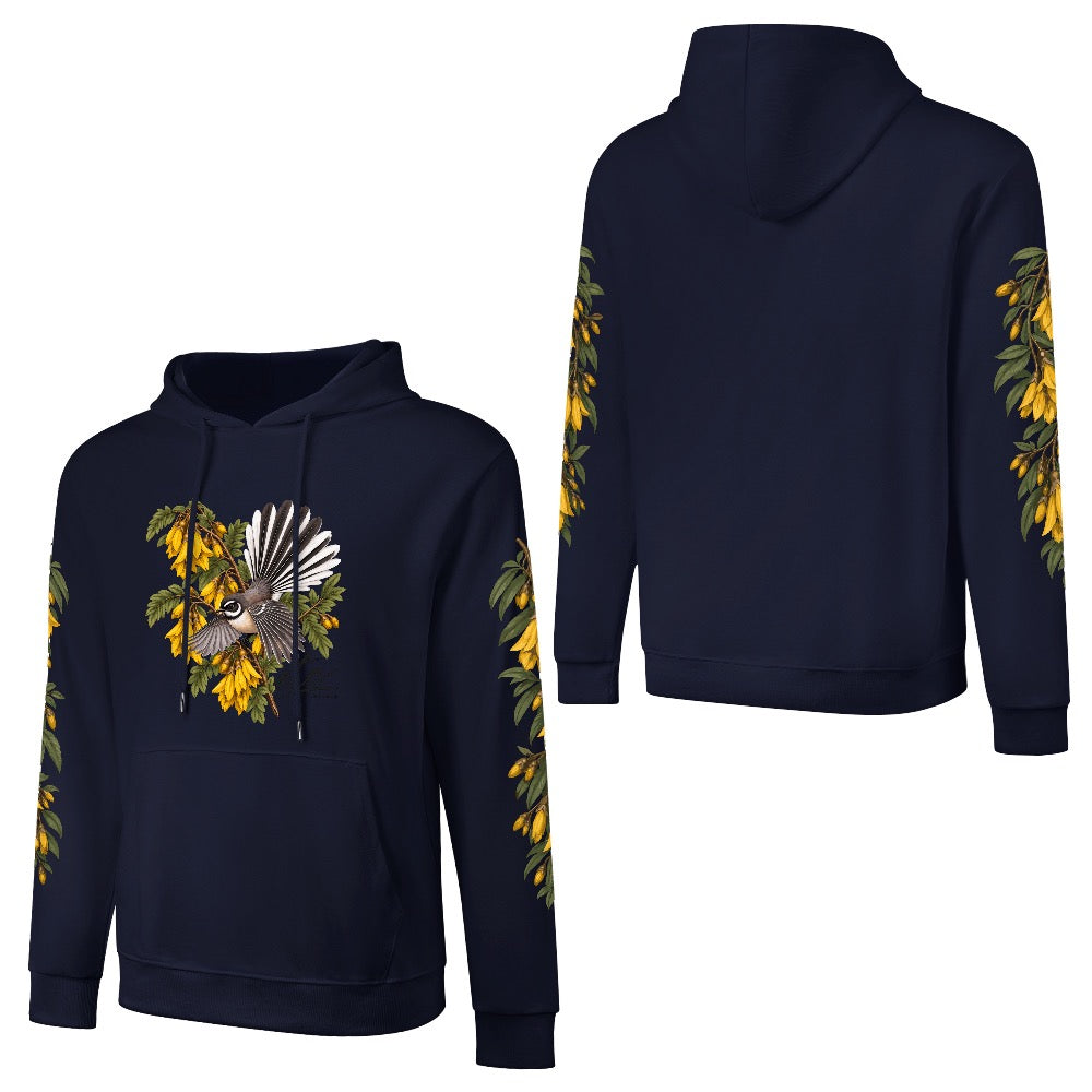 ETC LIMITED KOWHAI FANTAIL NAVY COTTON HOODIE