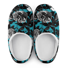 ETC Blue Butterfly Floral Cotton Slippers
