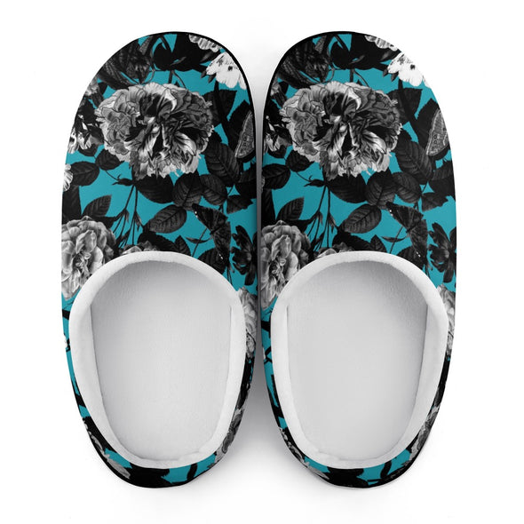 ETC Blue Butterfly Floral Cotton Slippers