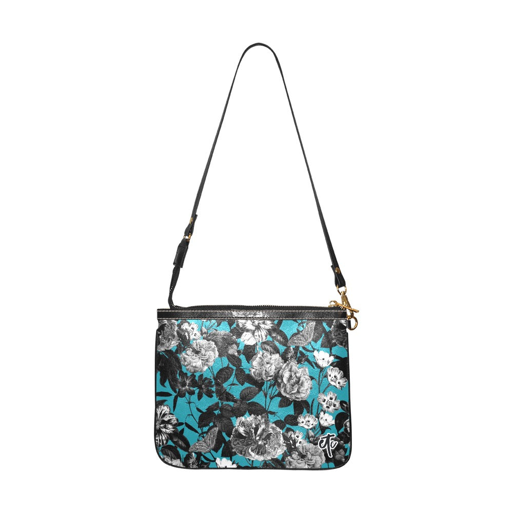 ETC Blue Floral Butterflies Shoulder Bag