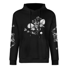 ETC Limited Edition Black & White Floral Fantail Cotton Black Hoodie