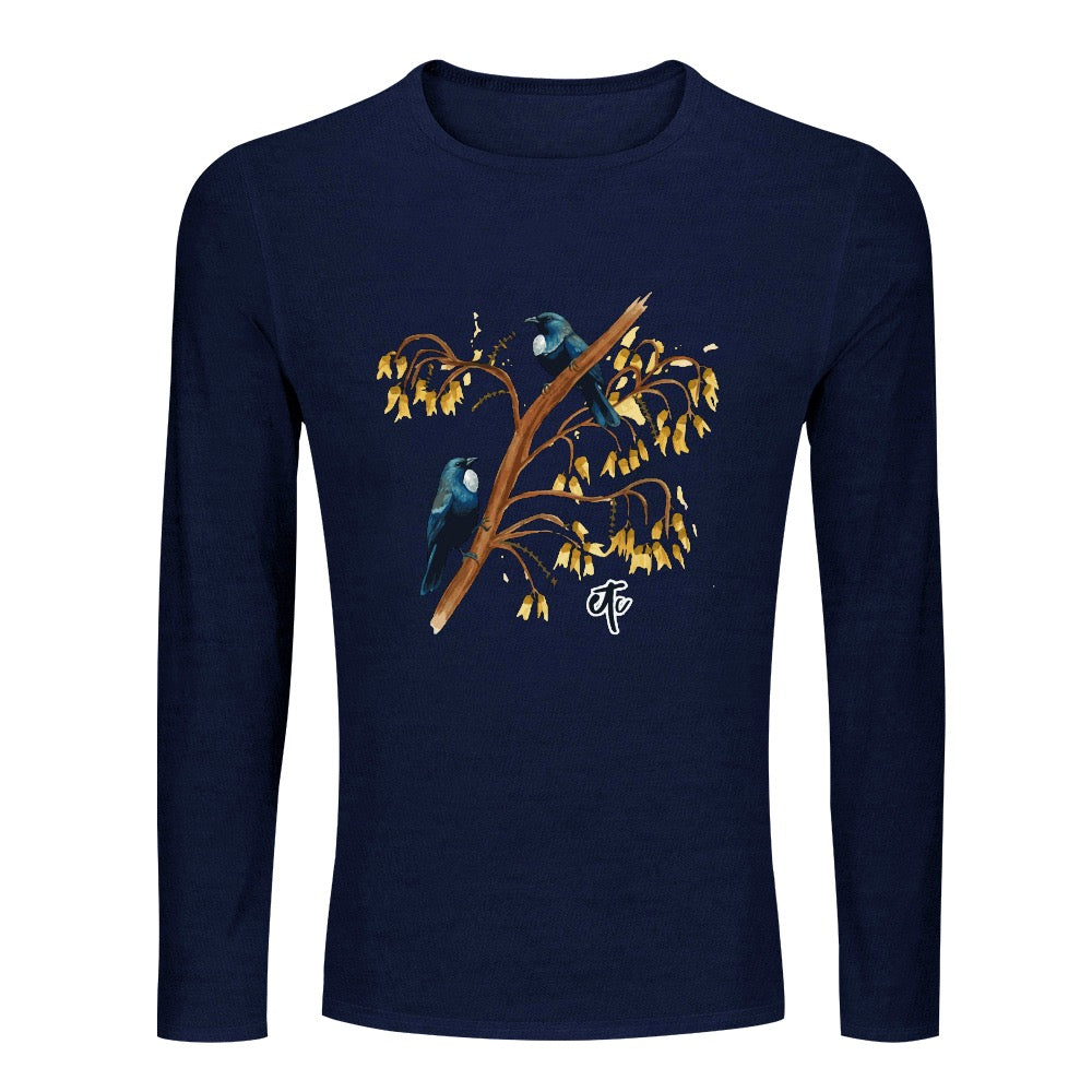 ETC Navy Kōwhai L/S Cotton Tee