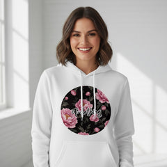 ETC Cotton Peonie Floral White Fleece Hoodie