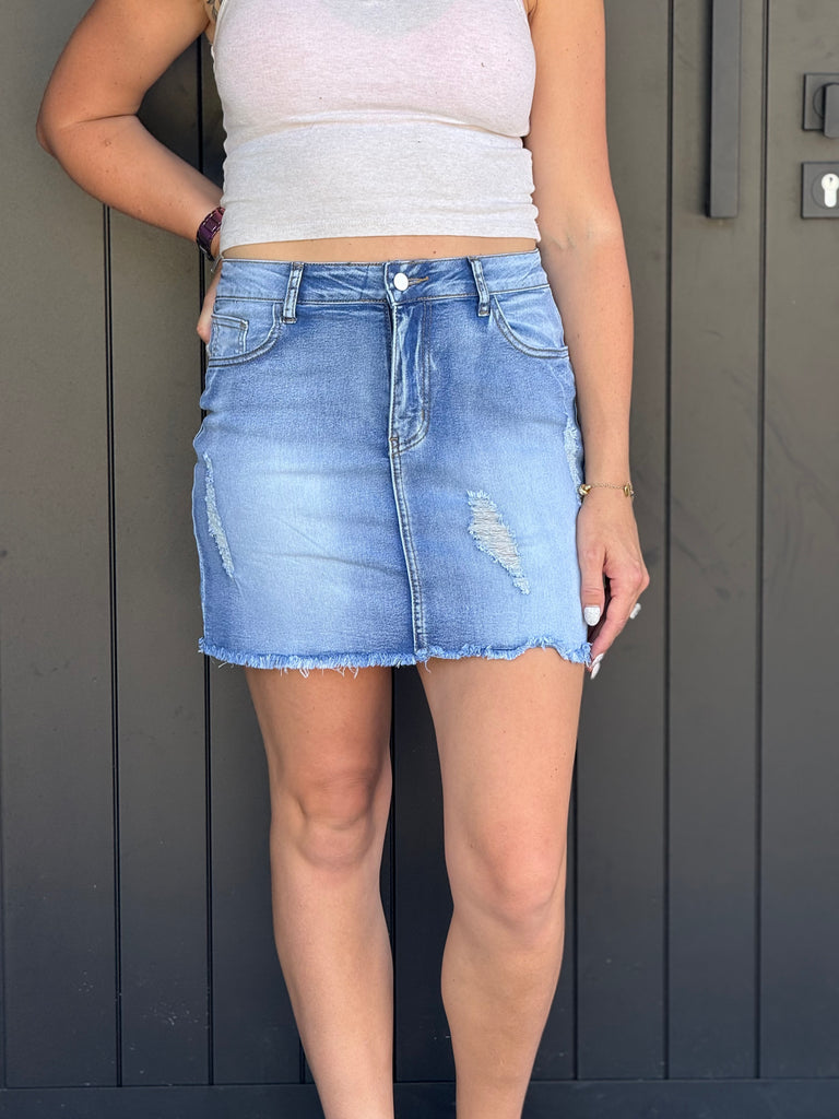 ETC Blue Stretch Denim Skirt