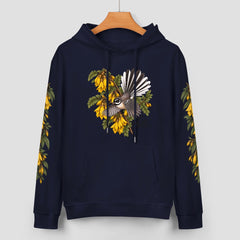 ETC LIMITED KOWHAI FANTAIL NAVY COTTON HOODIE