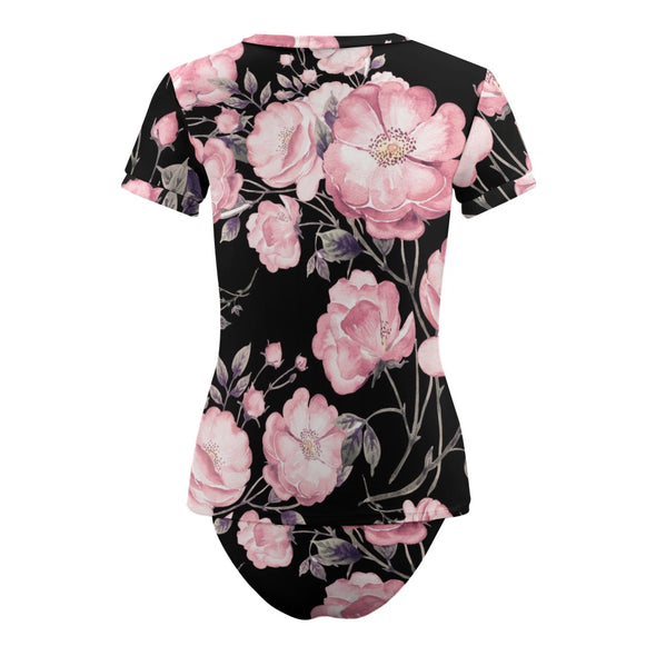 ETC Spring 17' Pink Peonies Two Piece Bikini Swimsuit