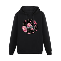 ETC Cotton Peonie Floral Fleece Black Hoodie