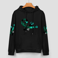 ETC Teal Fantail Fern Cotton Black Hoodie
