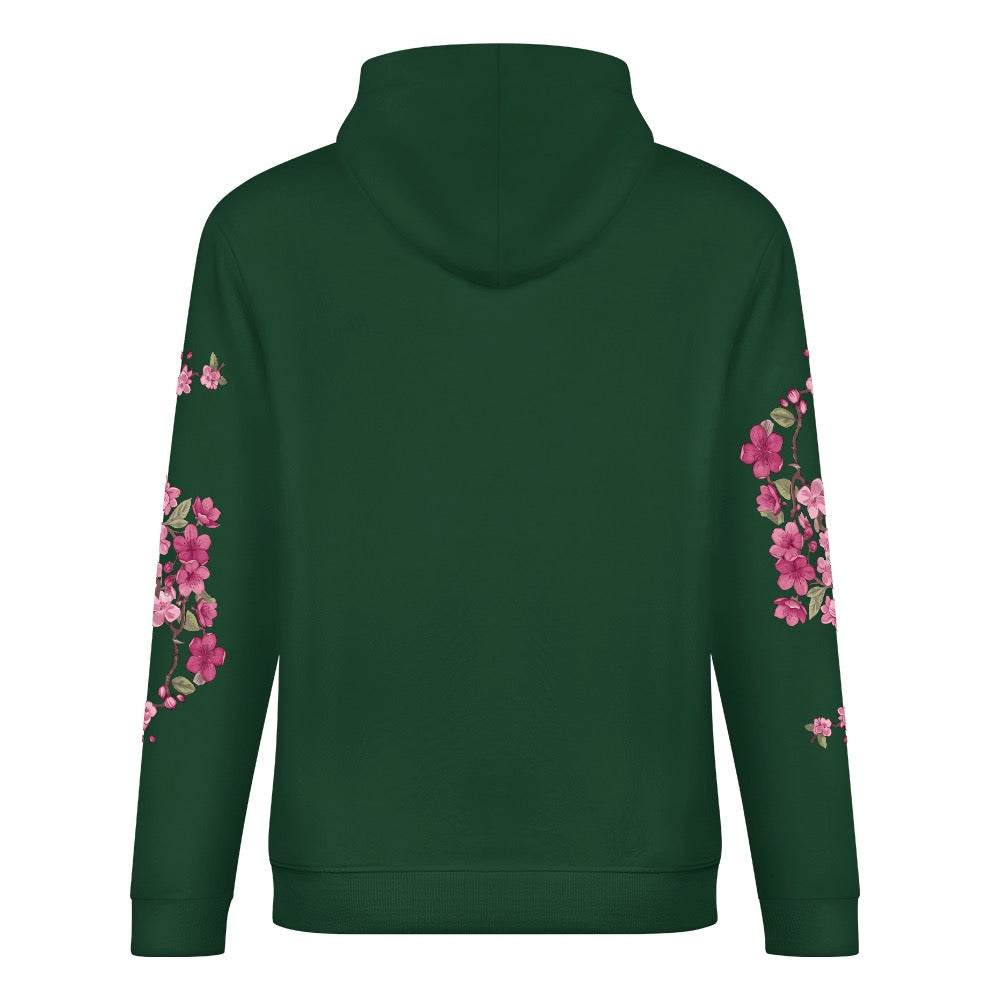 ETC Floral Fantail Cotton Forest Green Hoodie