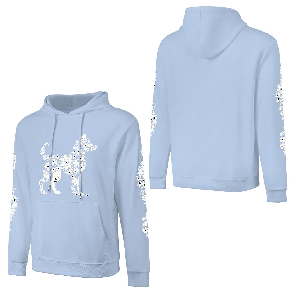 ETC Floral Dog Baby Blue Cotton Hoodie