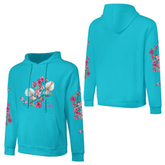 ETC Floral Fantail Sky Blue Cotton Hoodie