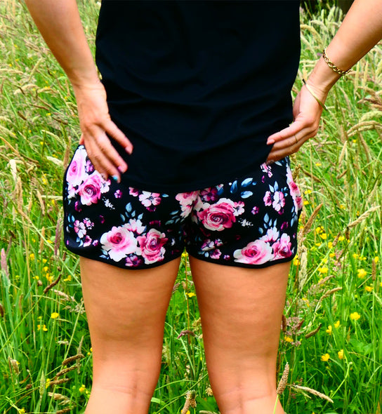 Black floral Friday Shorts