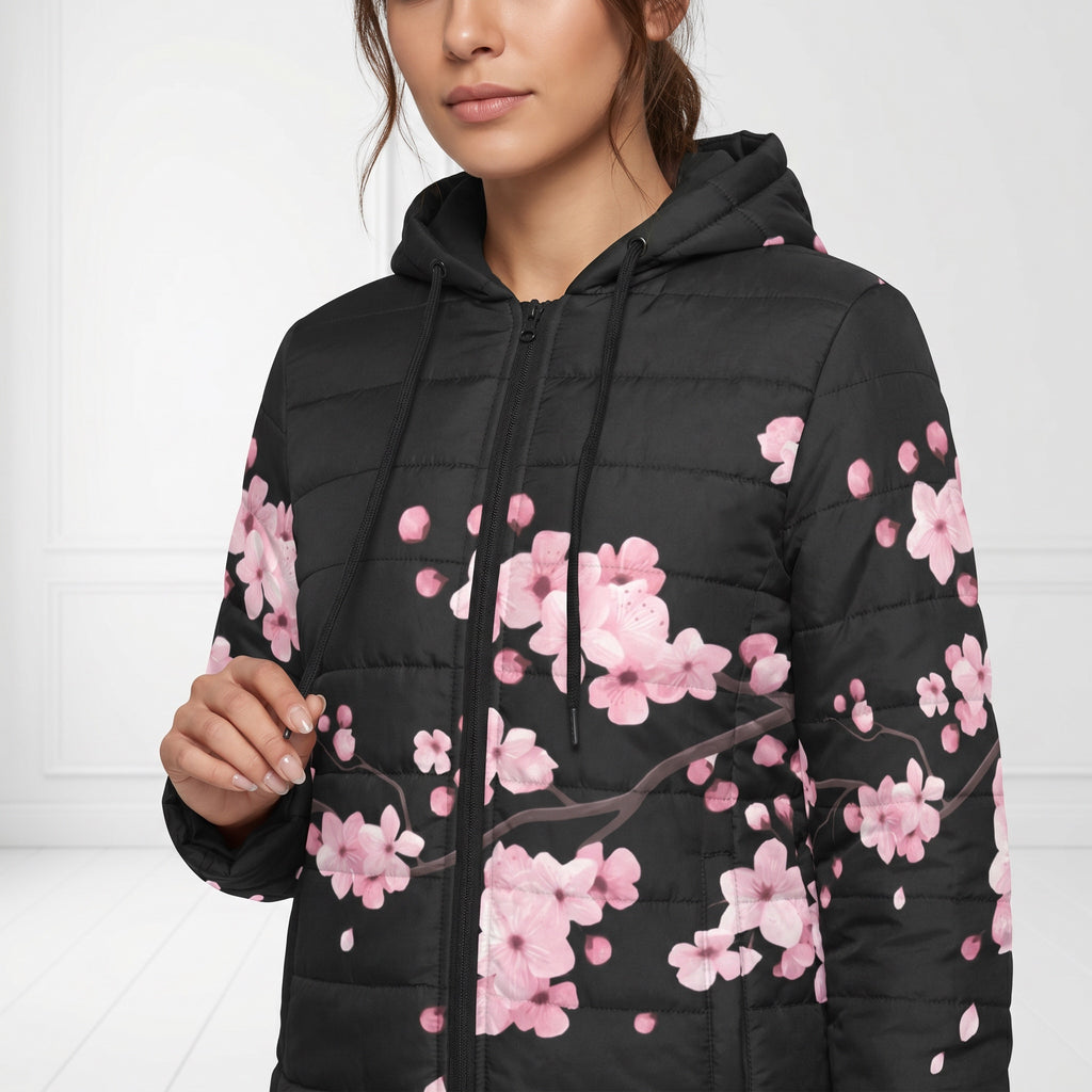 ETC Black Cherry Blossom Puffer Jacket