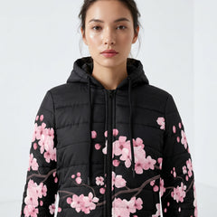 ETC Black Cherry Blossom Puffer Jacket