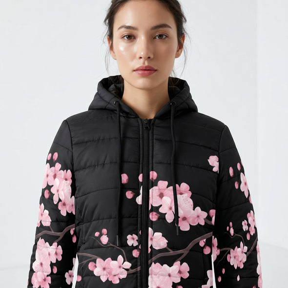 ETC Black Cherry Blossom Puffer Jacket