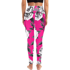 ETC Hot Pink Monochrome Floral Leggings