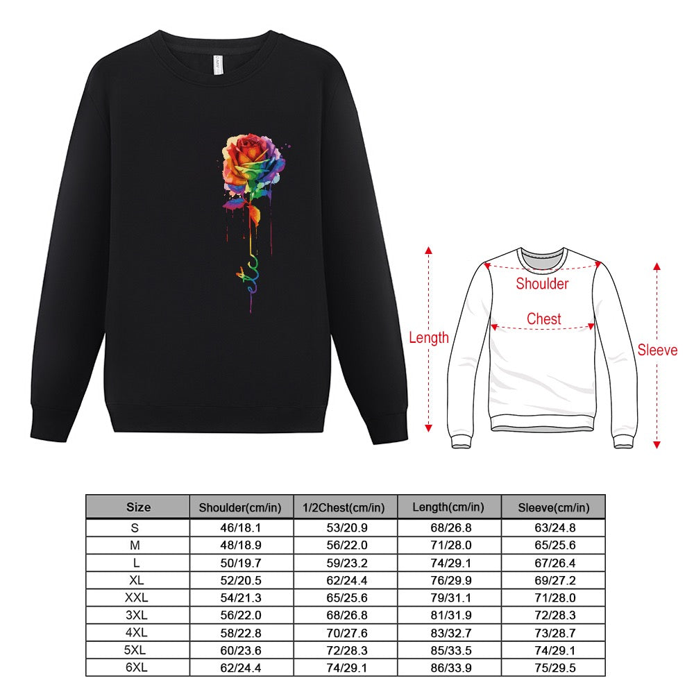 ETC Rainbow Dripping Rose Cotton Fleece Crew