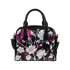 ETC Black Hot Pink Splash Floral Handbag