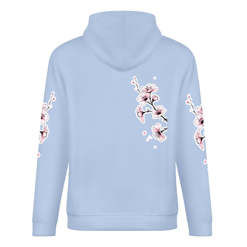 ETC Baby Blue - Pink Blossom Cotton Hoodie