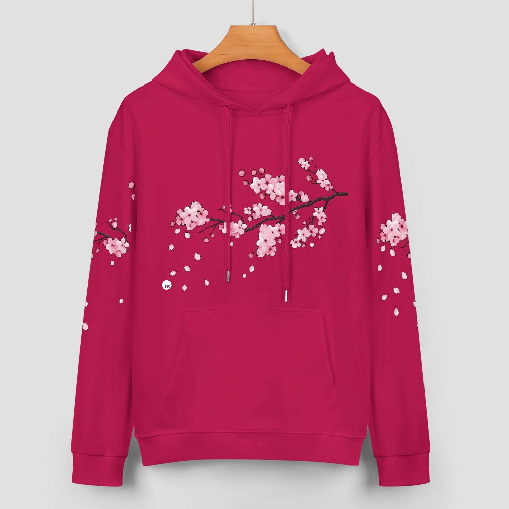 ETC Cherry Blossom Deep Pink Cotton Hoodie
