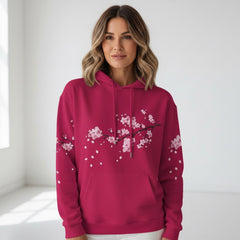 ETC Cherry Blossom Deep Pink Cotton Hoodie