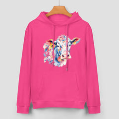 ETC Hot Pink Floral Cow Cotton Hoodie
