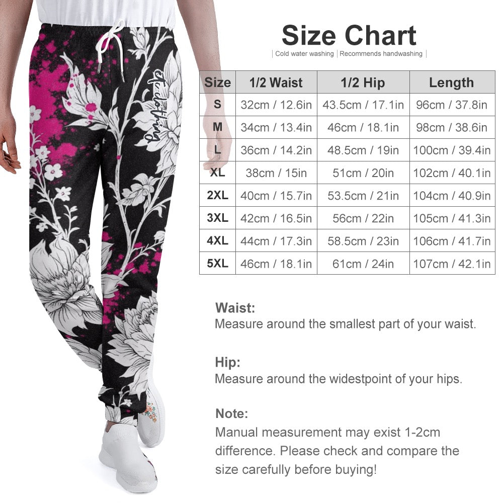ETC Black Floral Pink Splash Sweat Pants