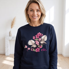 ETC Navy Floral Fantail Cotton Hoodie