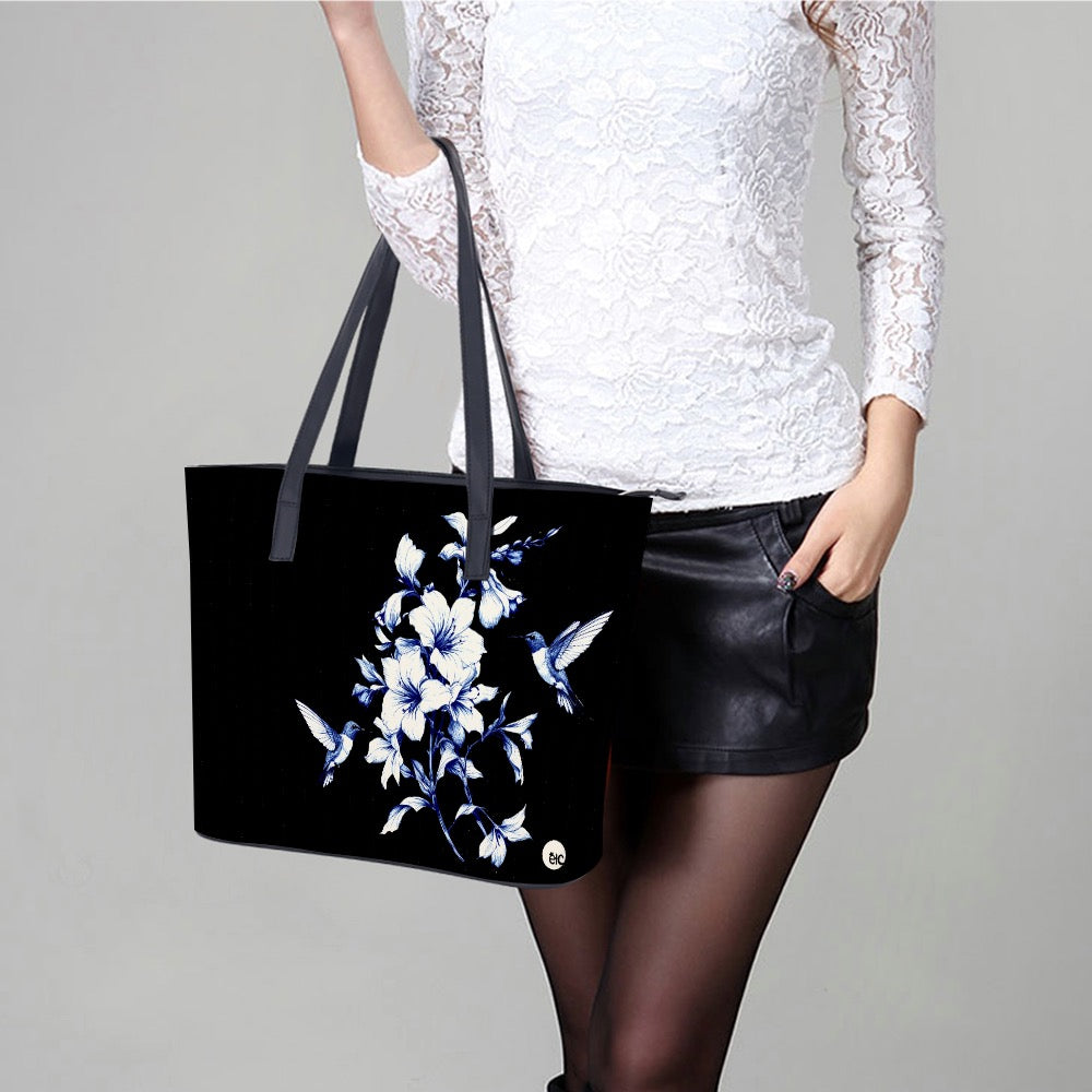 ETC Black Hummingbird Silhouette PU Leather Bag
