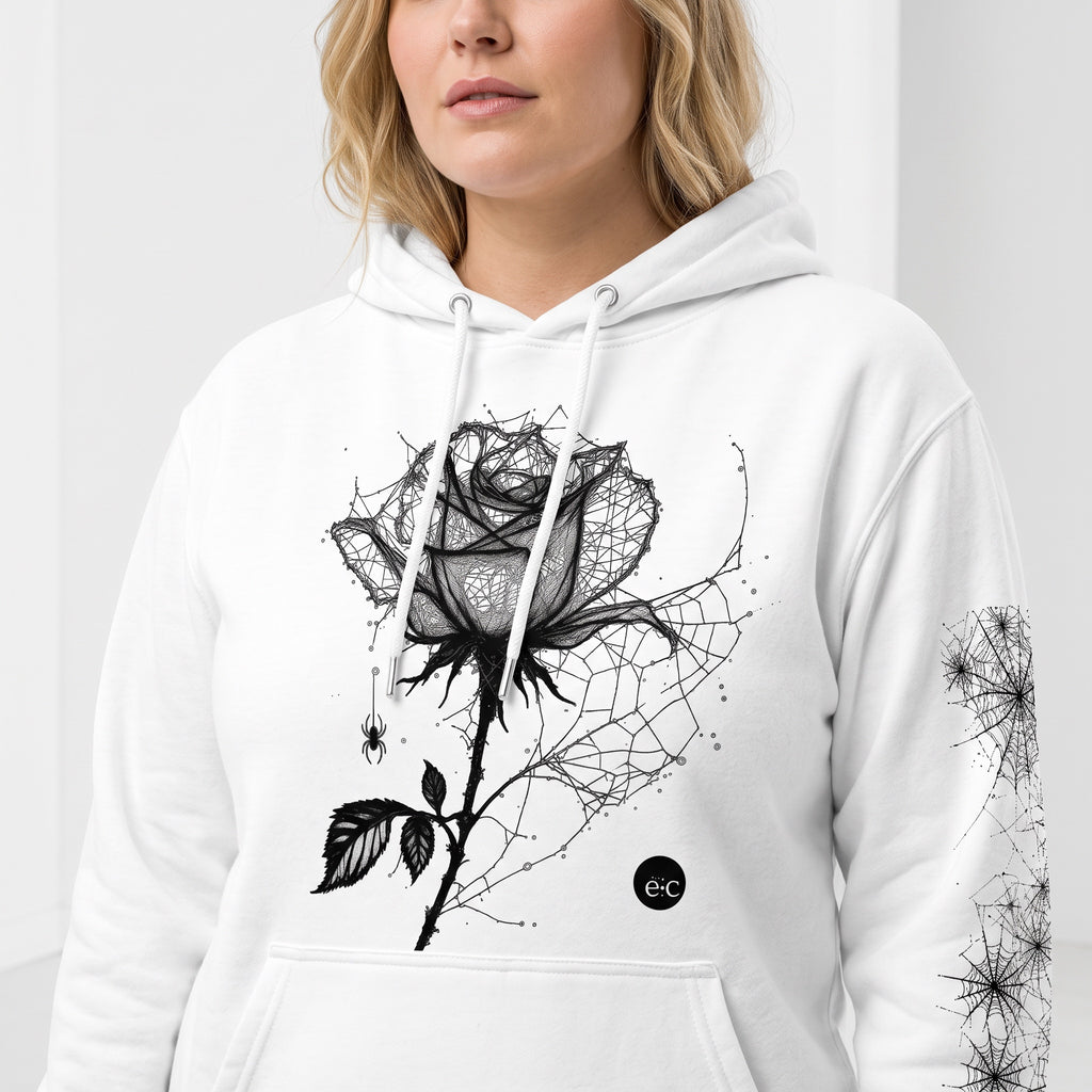 ETC Halloween Rose White Cotton Hoodie