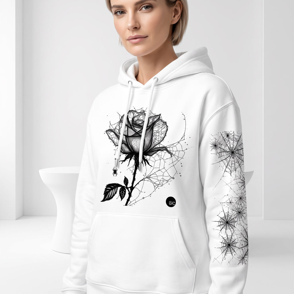 ETC Halloween Rose White Cotton Hoodie