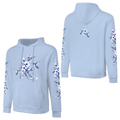 ETC Baby Blue Hummingbird Silhouette Cotton Hoodie