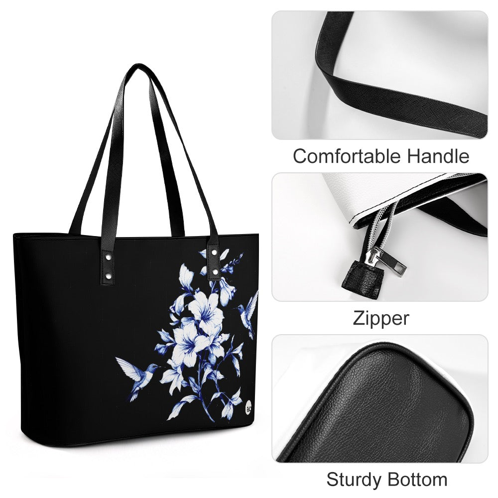 ETC Black Hummingbird Silhouette PU Leather Bag
