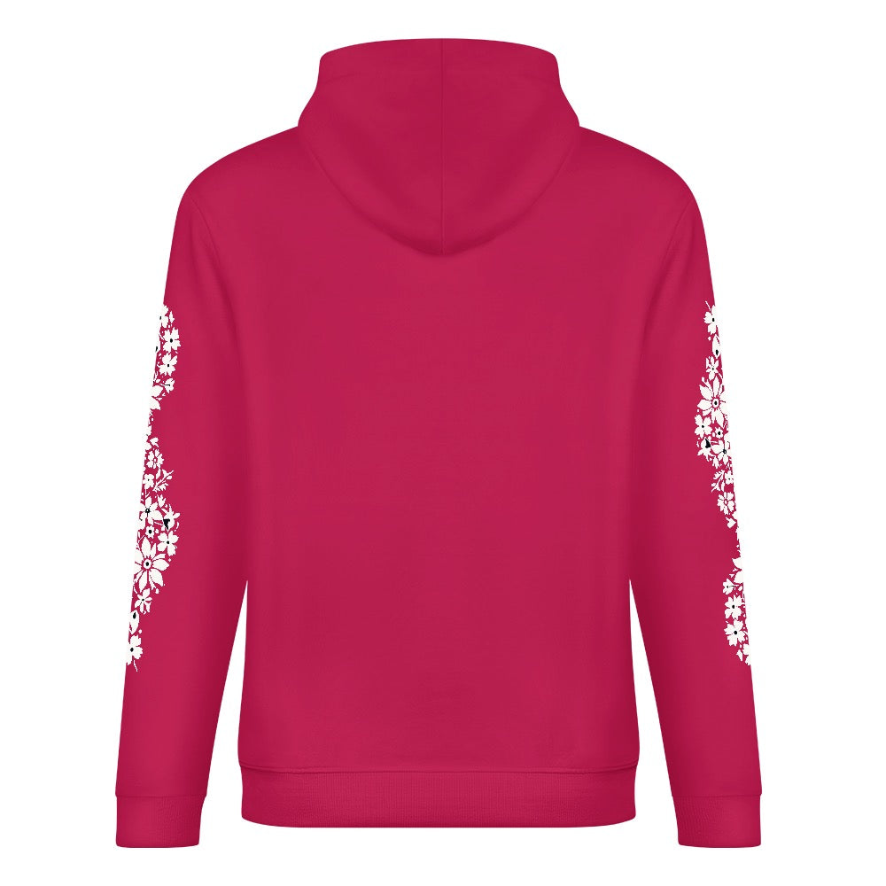 ETC Floral Dog Deep Pink Cotton Hoodie
