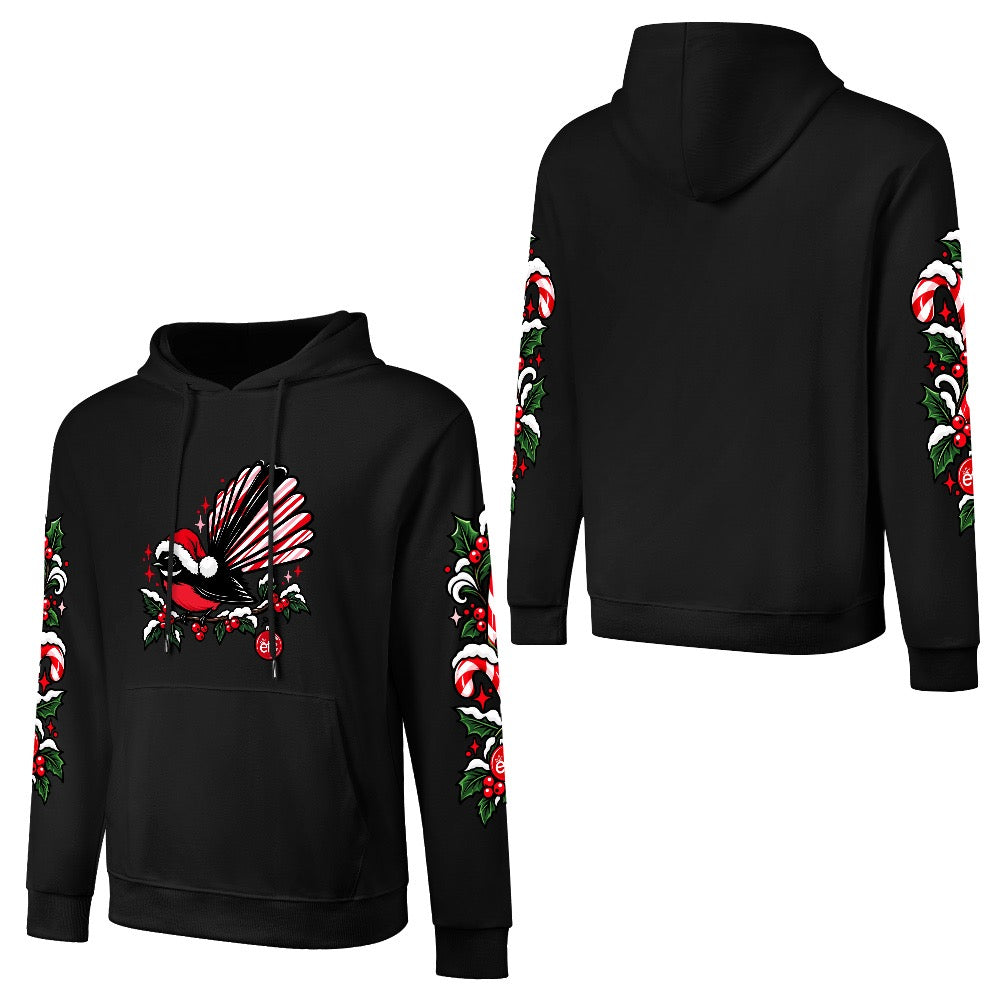 ETC Christmas Fantail Cotton Black Hoodie