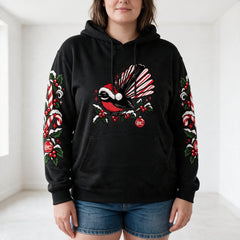 ETC Christmas Fantail Cotton Black Hoodie